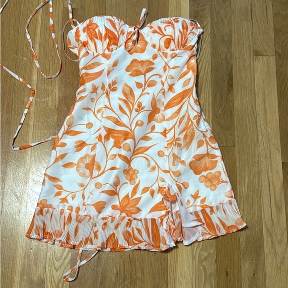 12th tribe NWT Belle Floral Mini Dress Orange Floral Strappy Dress - Picture 3 of 7